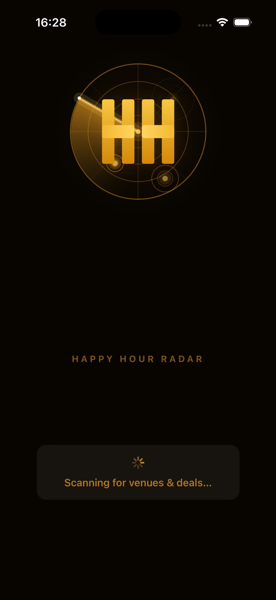 Happy Hour Radar — Launch Screen