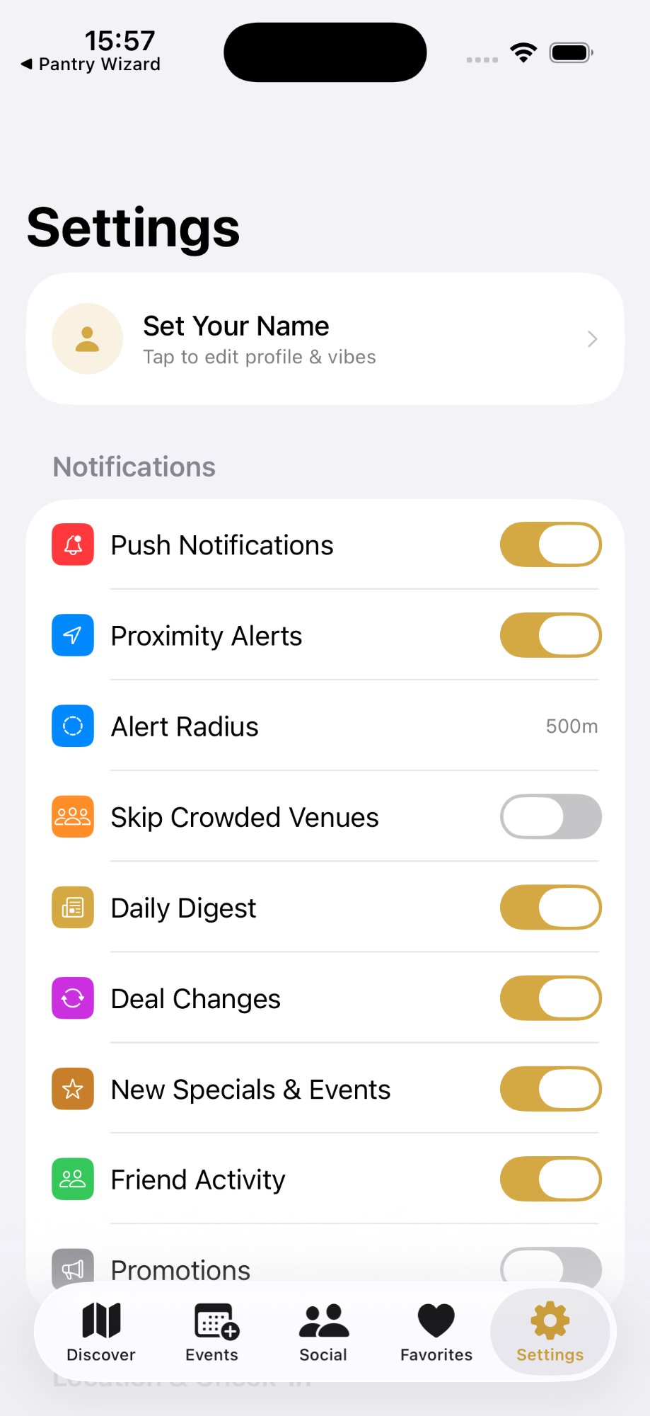Settings — Notifications